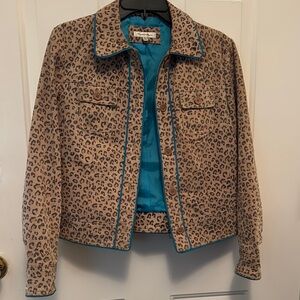 Tan and Blue Jean Jacket with Cropped Design